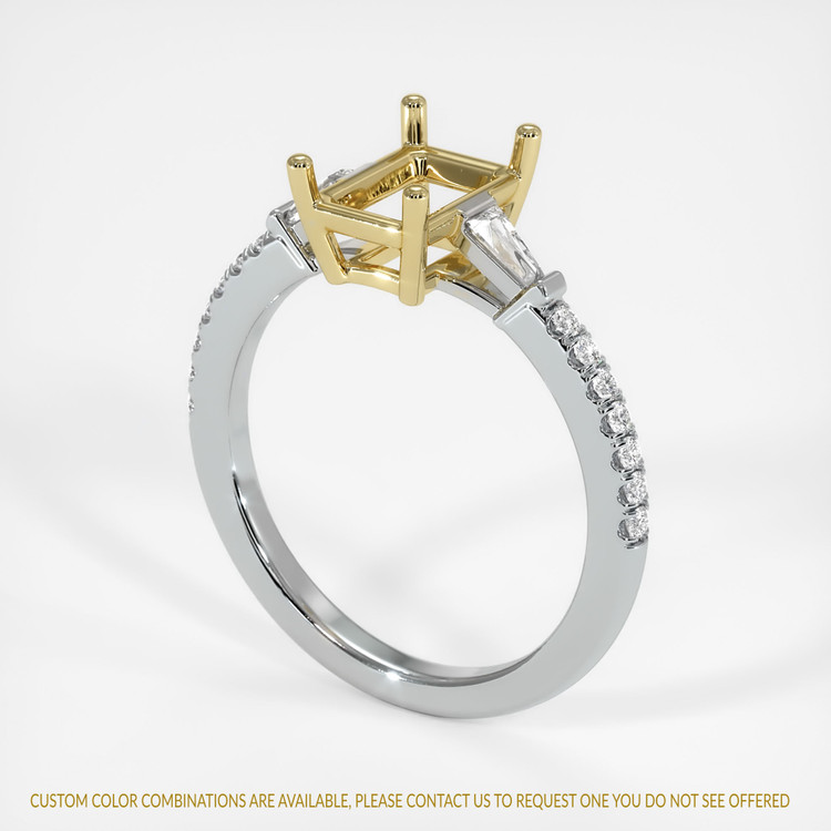 18K Yellow & White Three Stone Ring Setting