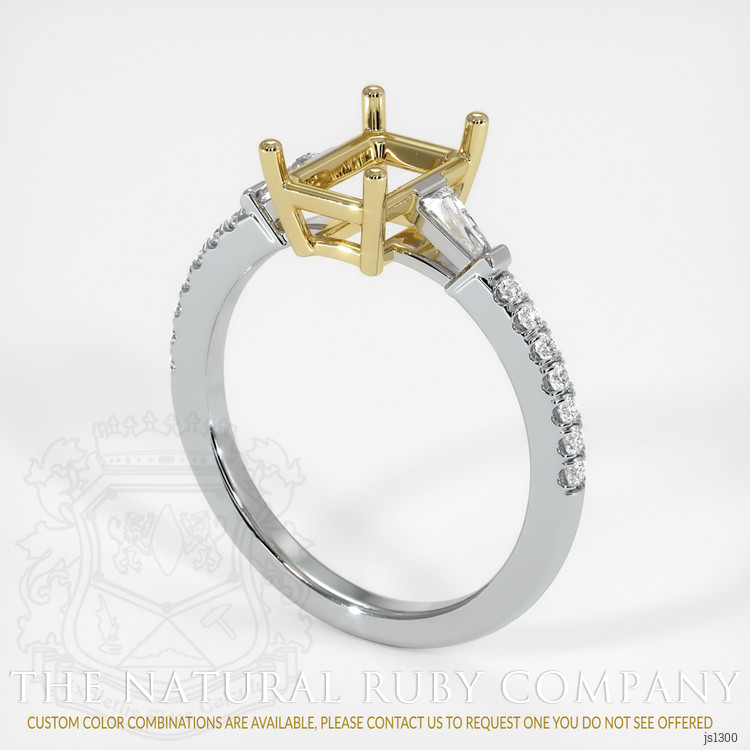 18K Yellow & White Three Stone Ring Setting