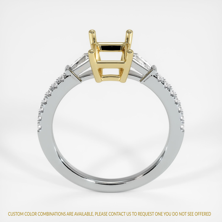 18K Yellow & White Three Stone Ring Setting