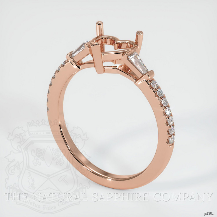 14K Rose Gold Three Stone Ring Setting