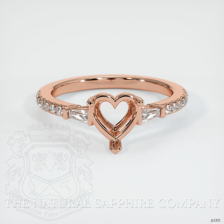 14K Rose Gold Three Stone Ring Setting