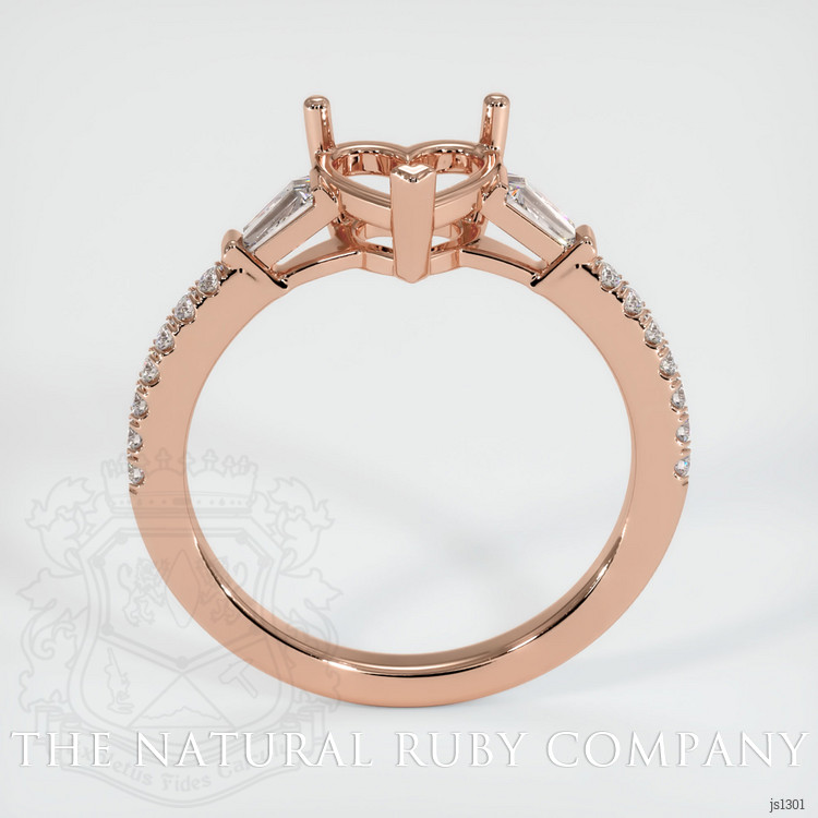 14K Rose Gold Three Stone Ring Setting