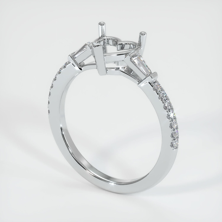 18K White Gold Three Stone Ring Setting