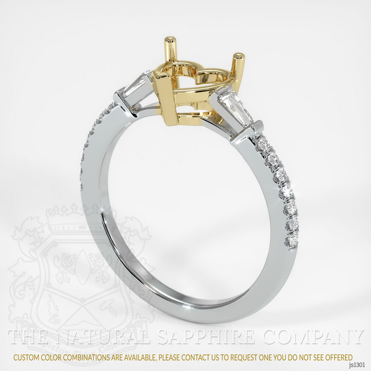 14K Yellow & White Three Stone Ring Setting