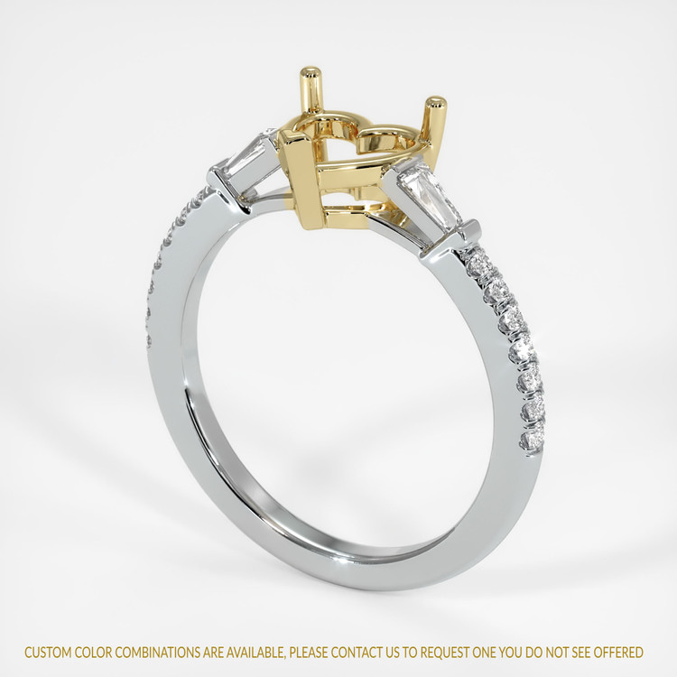 14K Yellow & White Three Stone Ring Setting