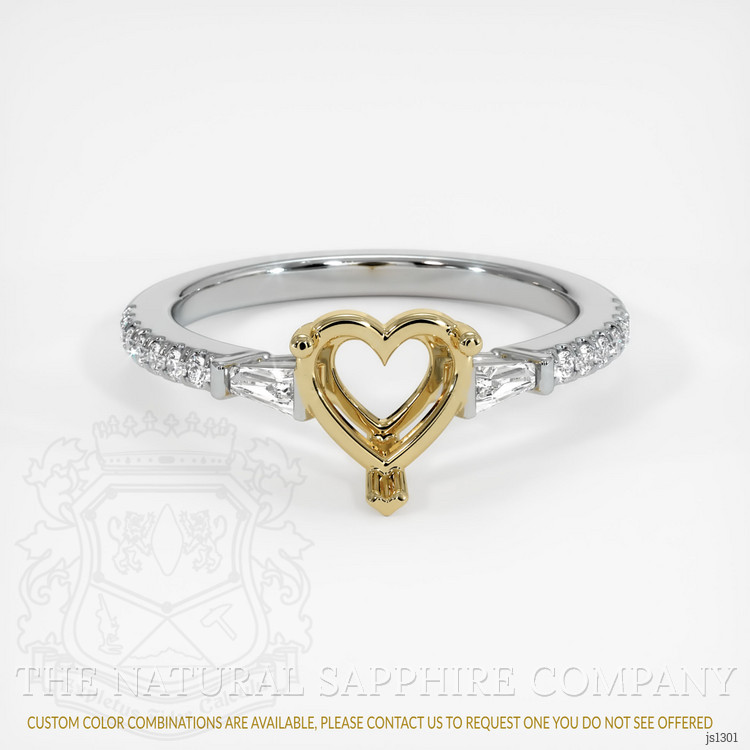 14K Yellow & White Three Stone Ring Setting