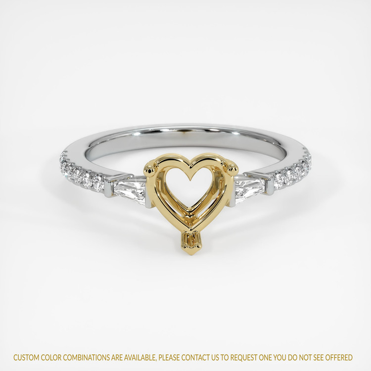 14K Yellow & White Three Stone Ring Setting