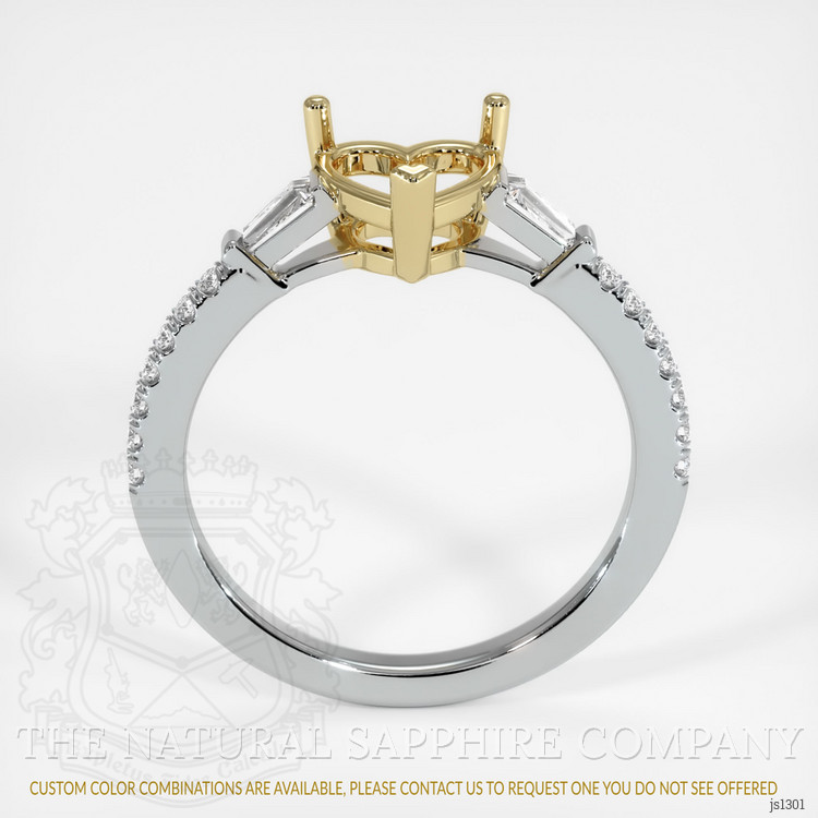 14K Yellow & White Three Stone Ring Setting