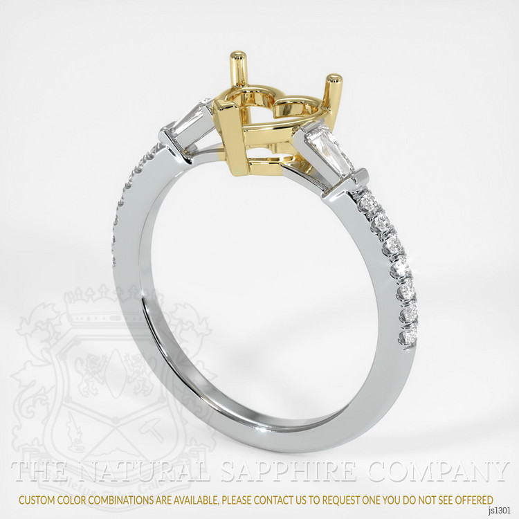 18K Yellow & White Three Stone Ring Setting