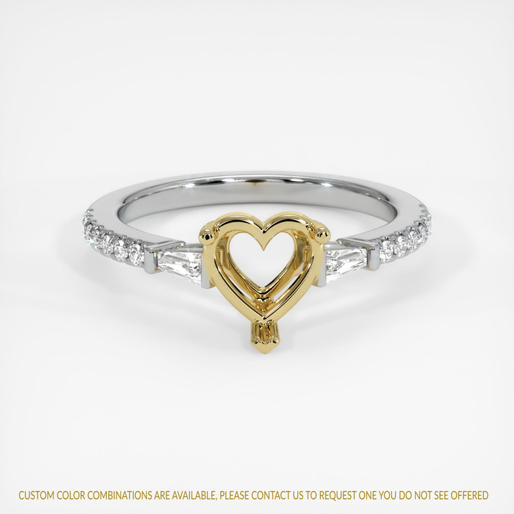 18K Yellow & White Three Stone Ring Setting