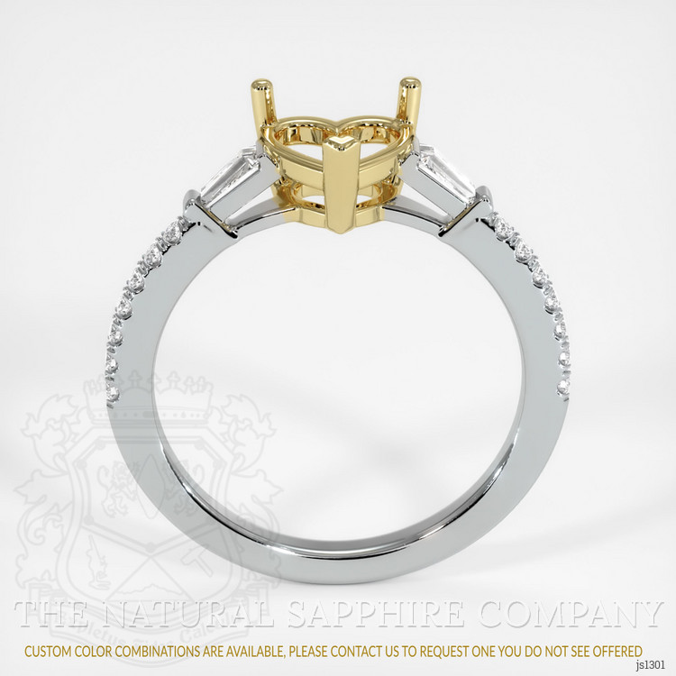 18K Yellow & White Three Stone Ring Setting