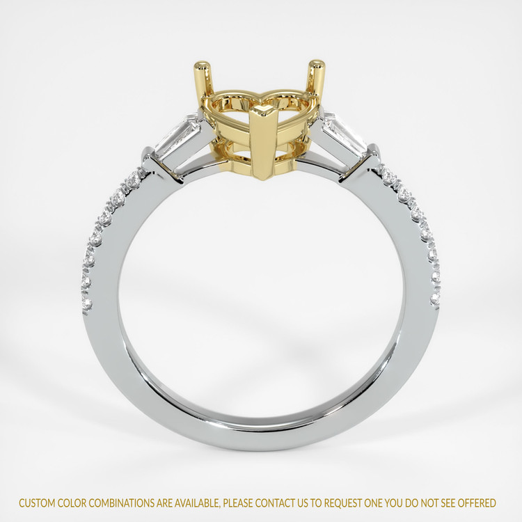 18K Yellow & White Three Stone Ring Setting