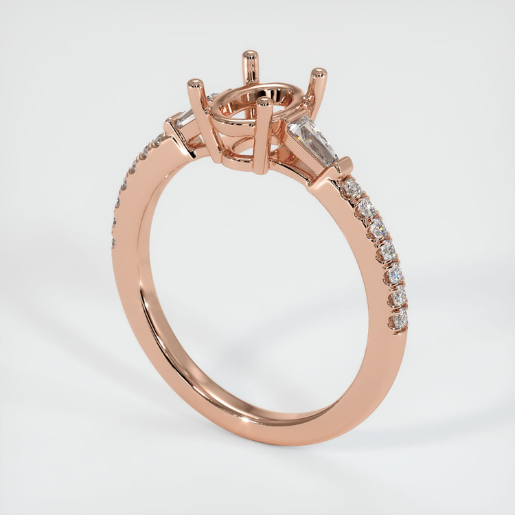 14K Rose Gold Three Stone Ring Setting