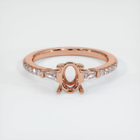 14K Rose Gold Three Stone Ring Setting Image
