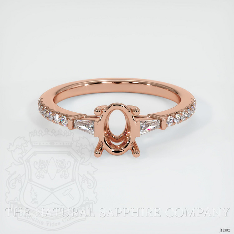 14K Rose Gold Three Stone Ring Setting
