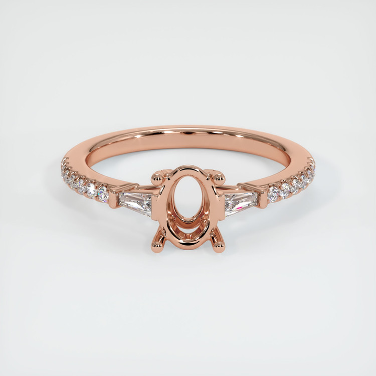14K Rose Gold Three Stone Ring Setting