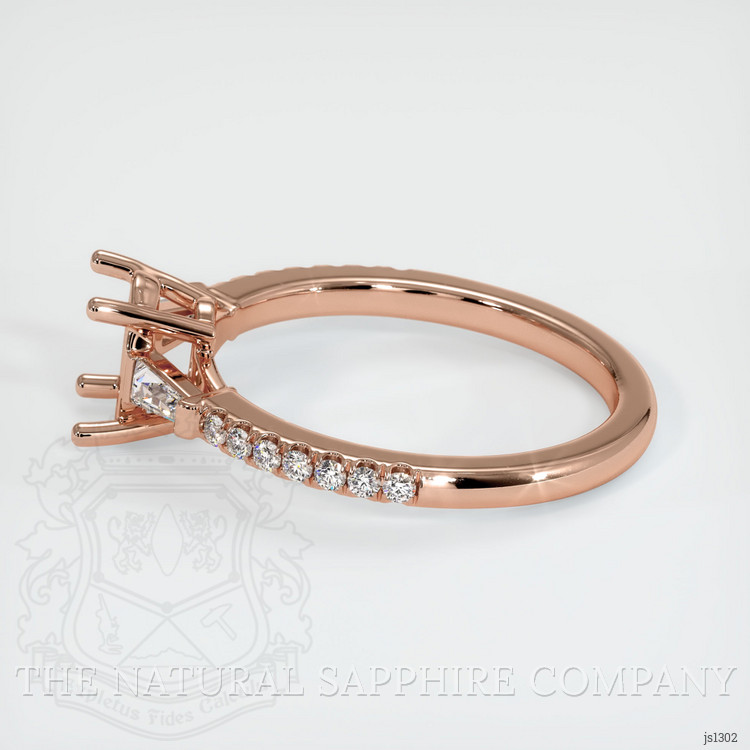 14K Rose Gold Three Stone Ring Setting