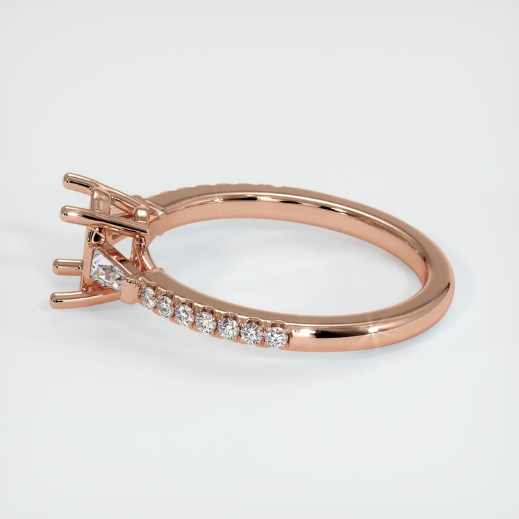 14K Rose Gold Three Stone Ring Setting