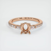 18K Rose Gold Three Stone Ring Setting Image