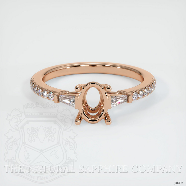 18K Rose Gold Three Stone Ring Setting
