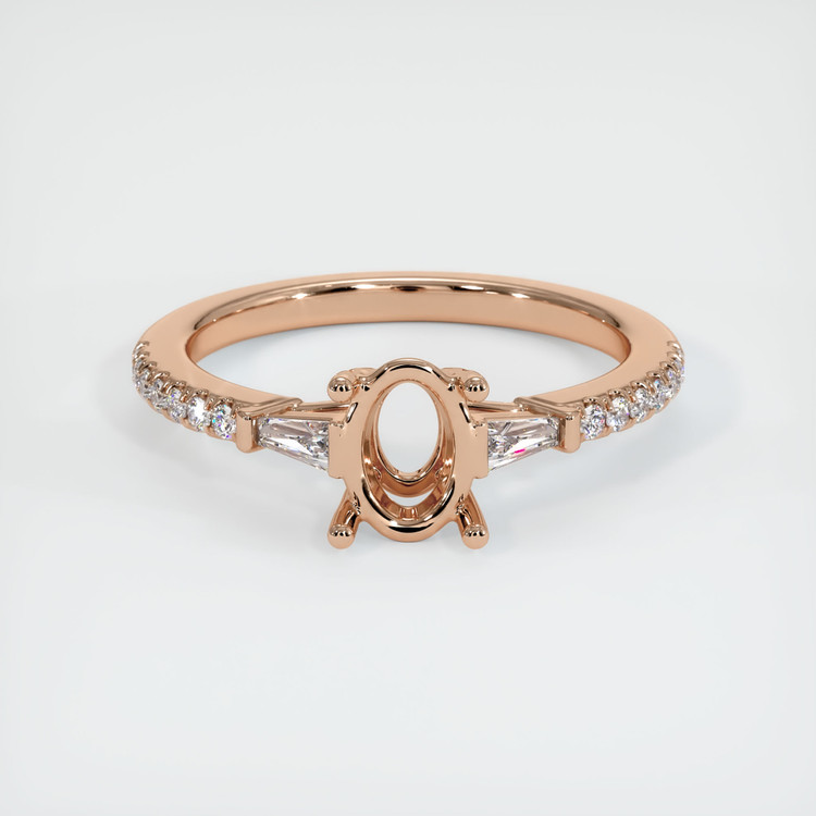 18K Rose Gold Three Stone Ring Setting