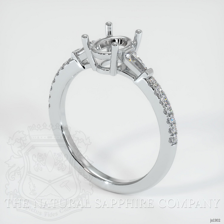 10K White Gold Three Stone Ring Setting