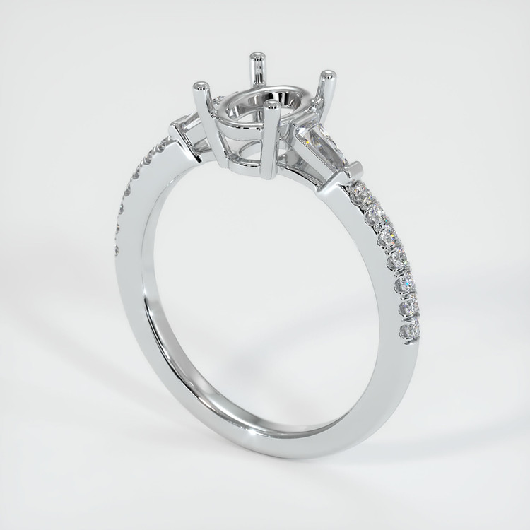 18K White Gold Three Stone Ring Setting