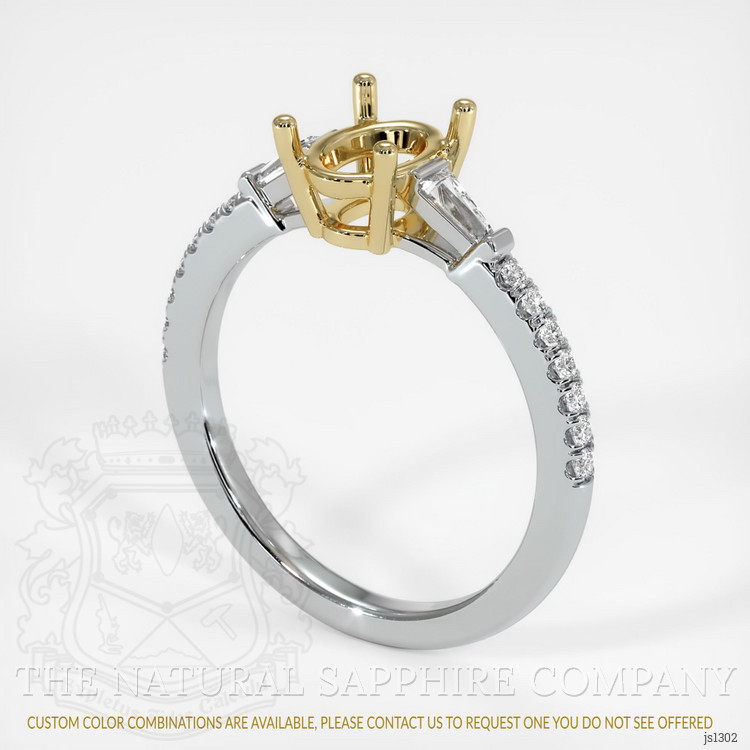 14K Yellow & White Three Stone Ring Setting