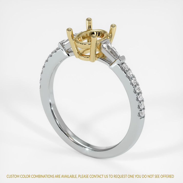 14K Yellow & White Three Stone Ring Setting