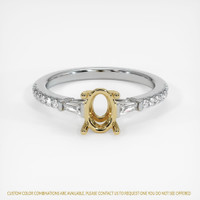 14K Yellow & White Three Stone Ring Setting Image