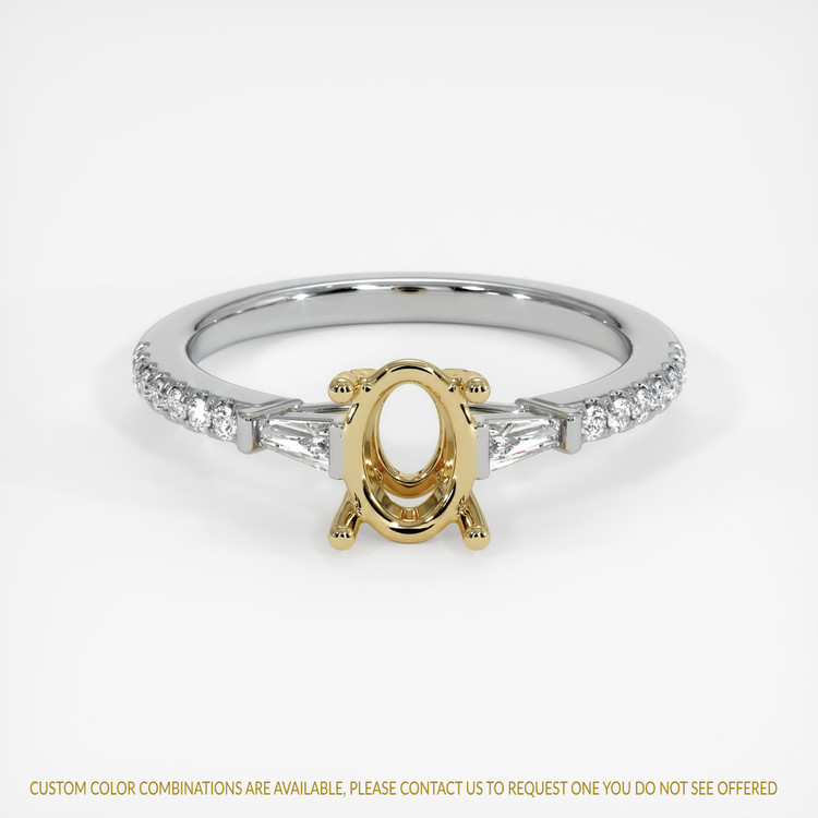 14K Yellow & White Three Stone Ring Setting