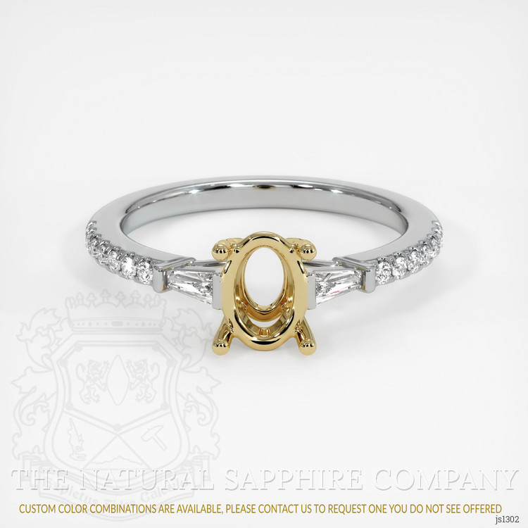 14K Yellow & White Three Stone Ring Setting