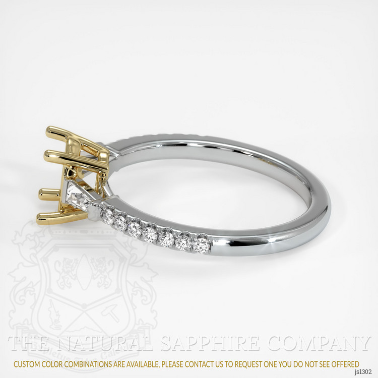 14K Yellow & White Three Stone Ring Setting