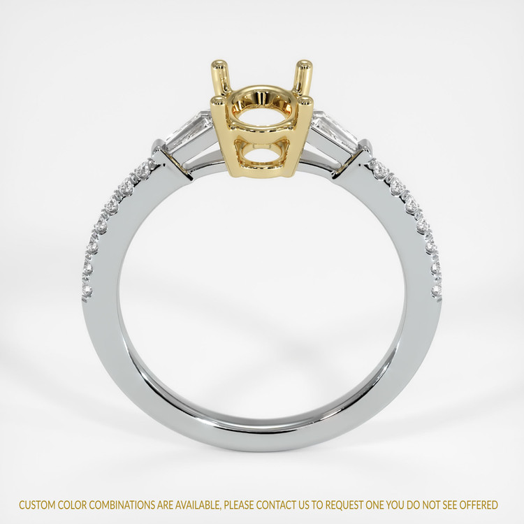 14K Yellow & White Three Stone Ring Setting