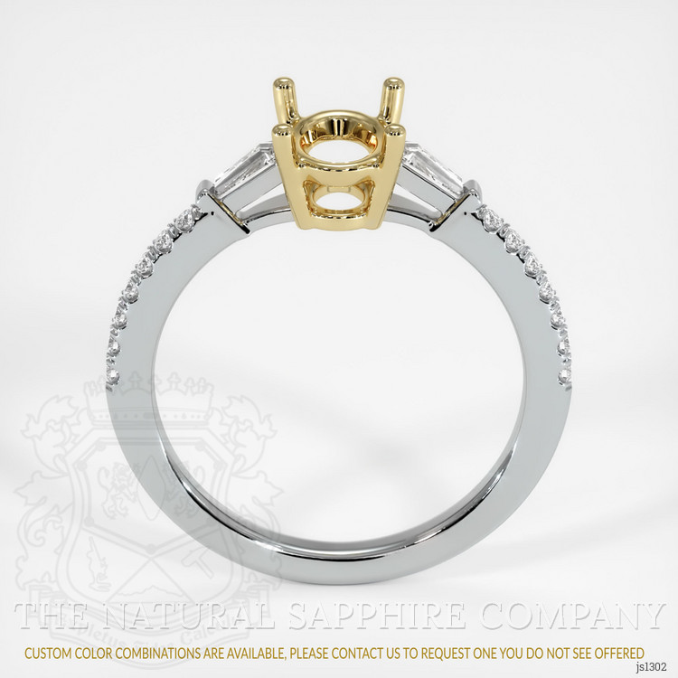 14K Yellow & White Three Stone Ring Setting