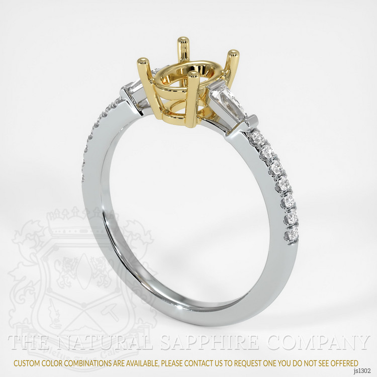 18K Yellow & White Three Stone Ring Setting