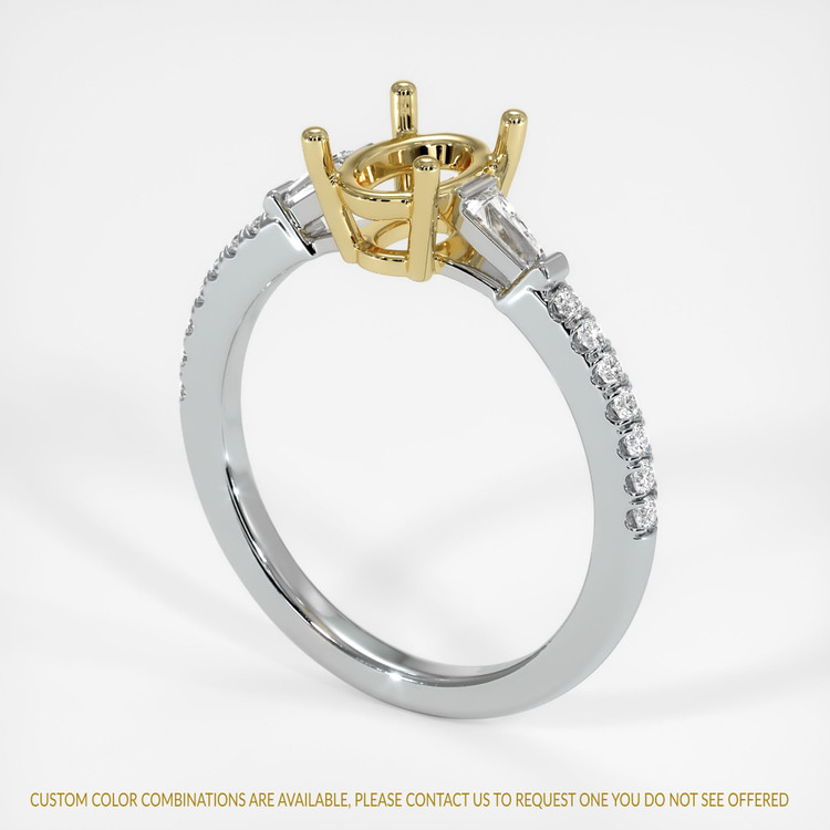 18K Yellow & White Three Stone Ring Setting