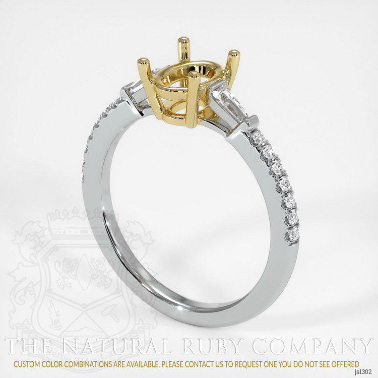 18K Yellow & White Three Stone Ring Setting