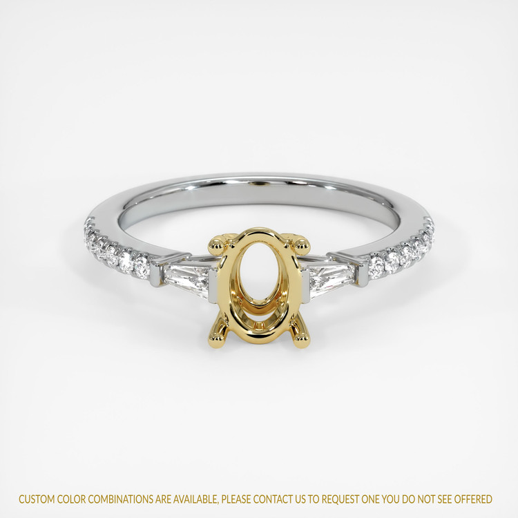 18K Yellow & White Three Stone Ring Setting