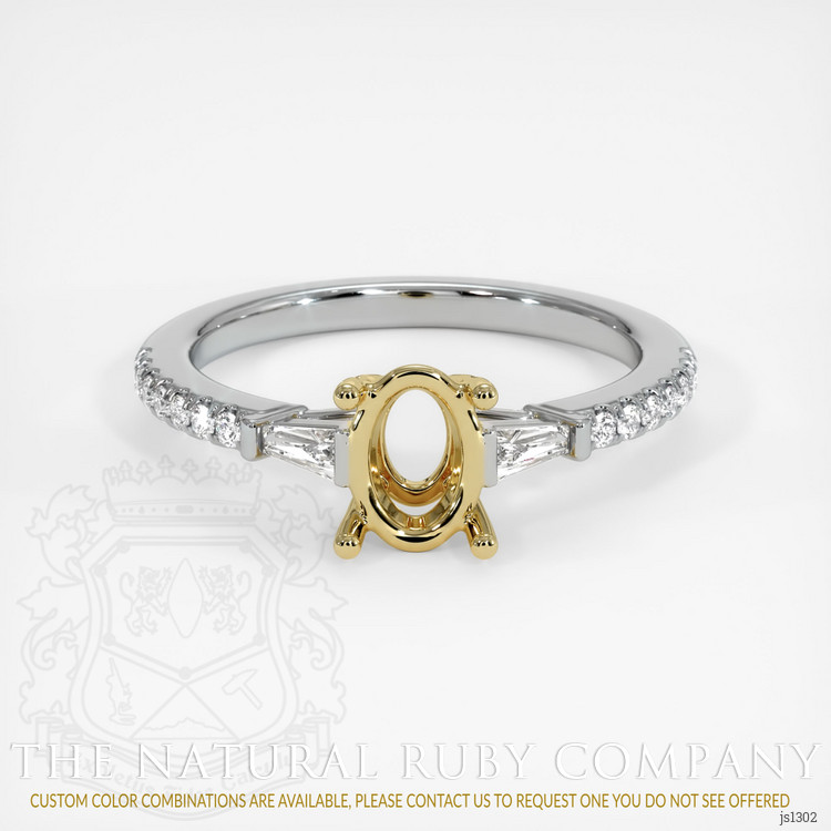 18K Yellow & White Three Stone Ring Setting