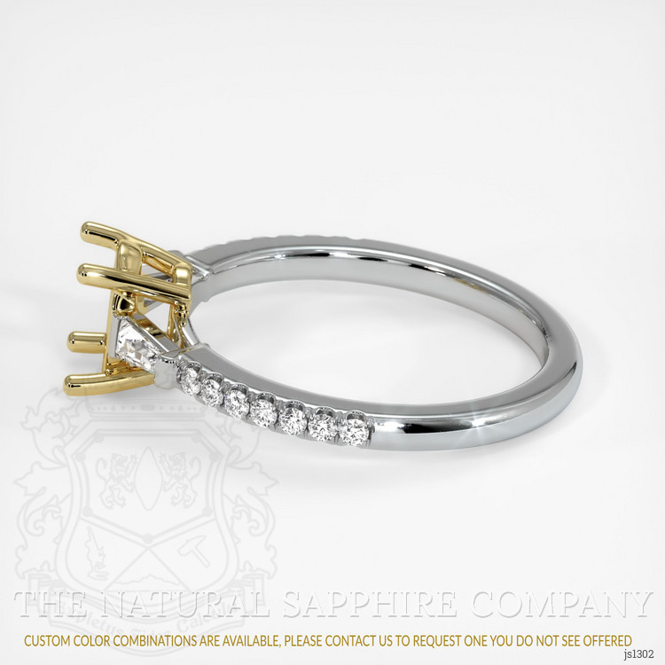 18K Yellow & White Three Stone Ring Setting