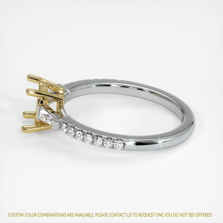 18K Yellow & White Three Stone Ring Setting