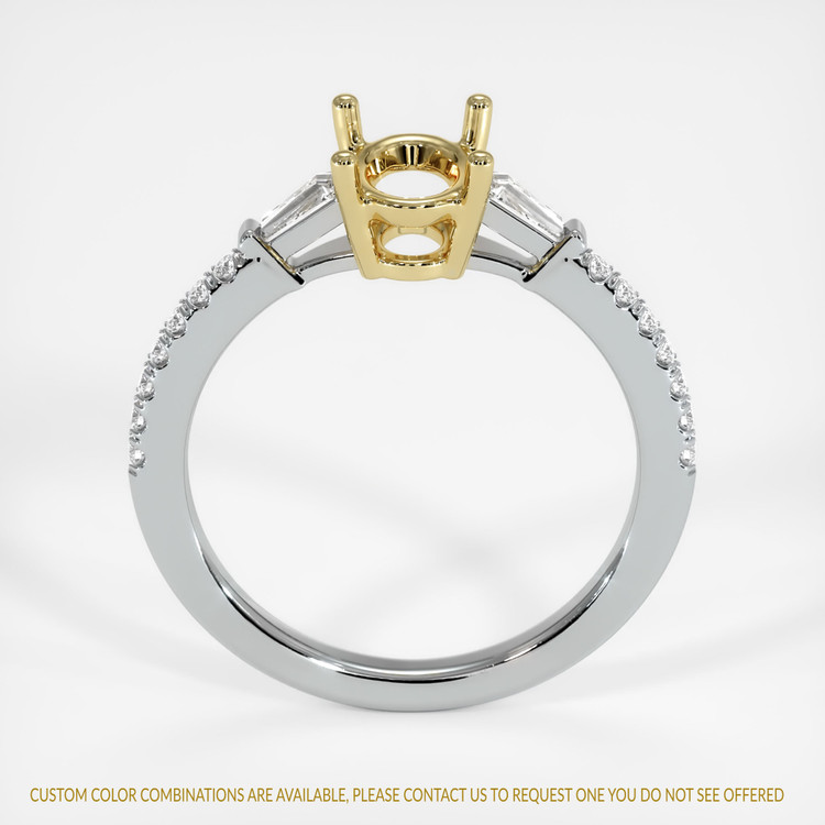 18K Yellow & White Three Stone Ring Setting