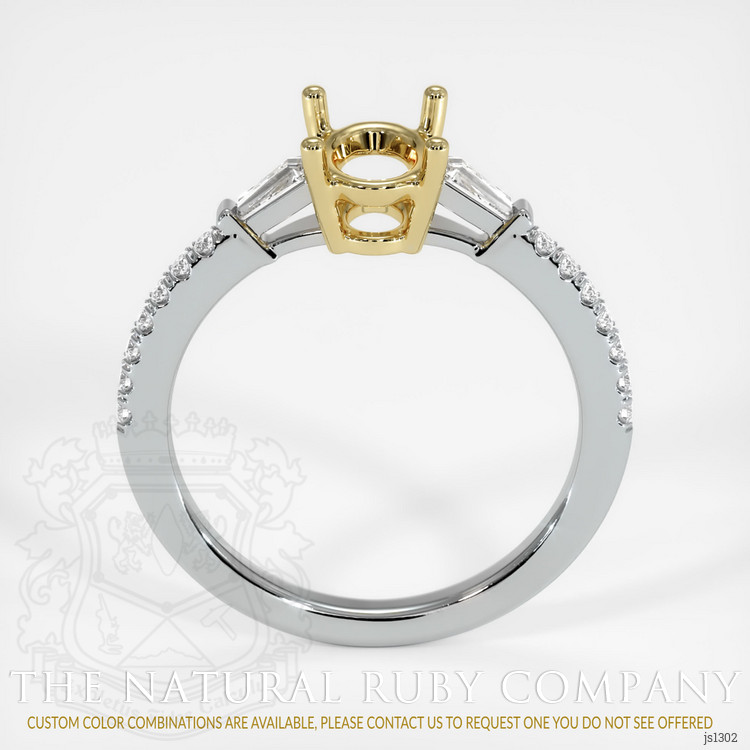 18K Yellow & White Three Stone Ring Setting