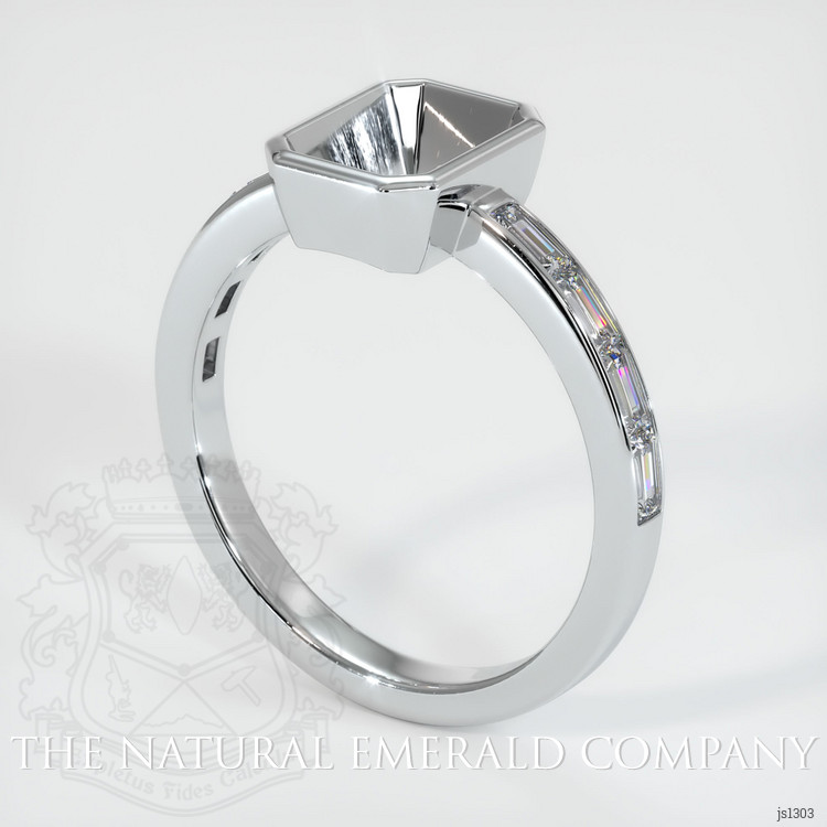 Bezel Emerald Ring 5.18 Ct., 18K White Gold