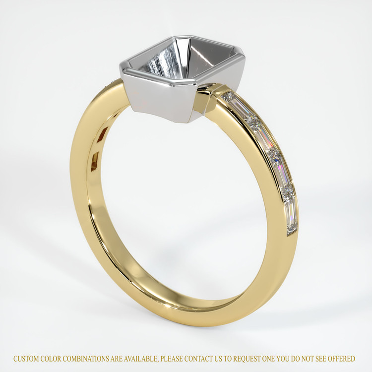 14K White & Yellow Accent Stones Ring Setting