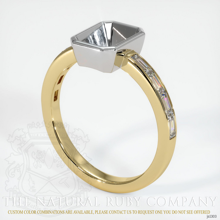 14K White & Yellow Accent Stones Ring Setting