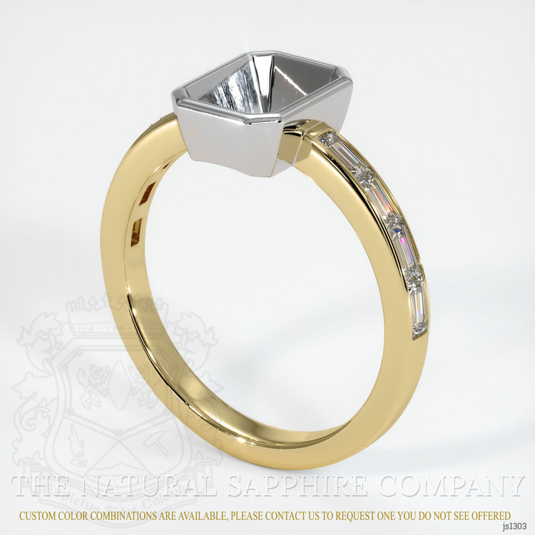 14K White & Yellow Accent Stones Ring Setting