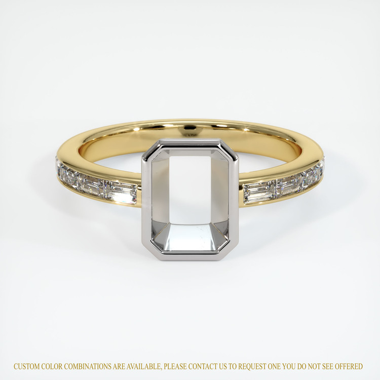 14K White & Yellow Accent Stones Ring Setting