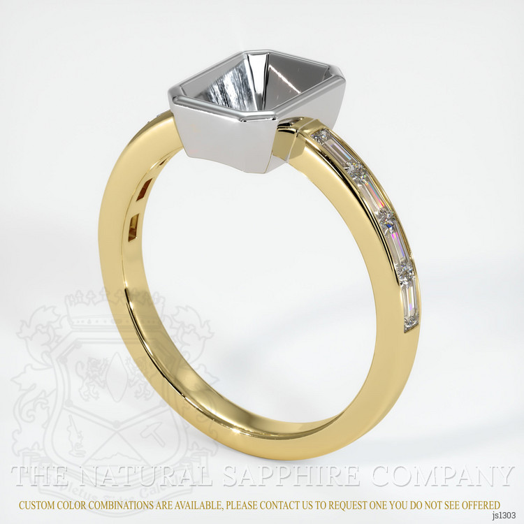 18K White & Yellow Accent Stones Ring Setting